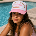 Coachella Valley Girl Pink+White Trucker Hat